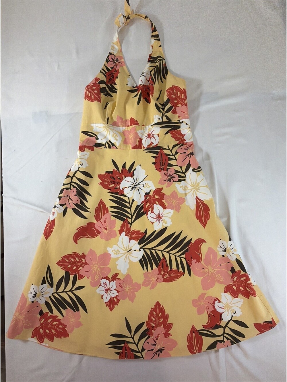Ann Taylor Yellow Floral Halter Sundress - Tropical Print, Women's Size 4